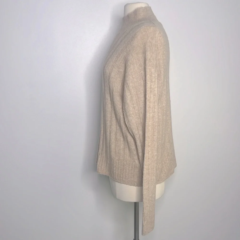 J. Crew Beige Ribbed Cowl Turtleneck Sweater - Picture 7 of 9